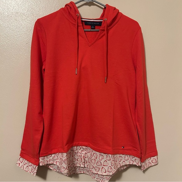 Tommy Hilfiger Red Sweatshirt with Layered Heart Detail - Picture 1 of 7